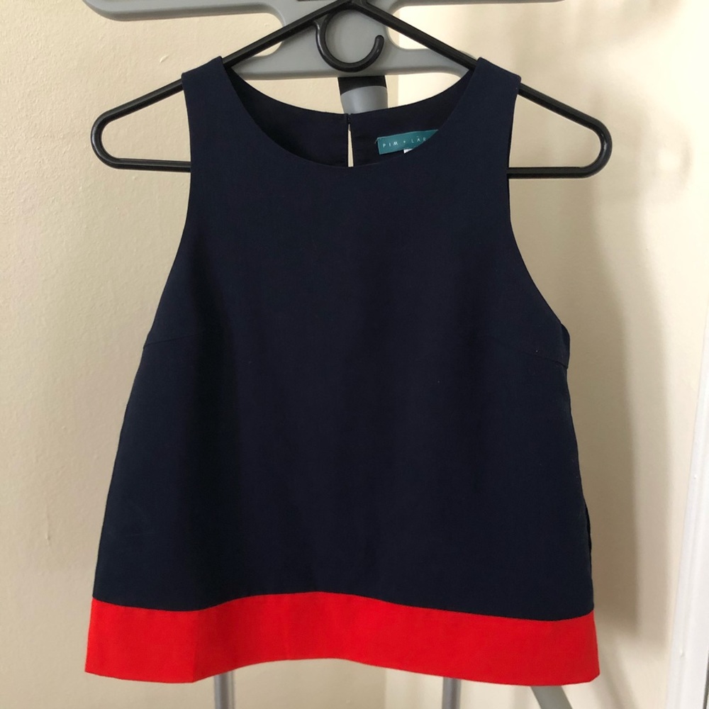 Pim + Larkin Navy Red Tank Top / Sleeveless Blouse